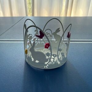 Bath & Body Works White Bunny and Pink Butterfly 3 Wick Candle Holder